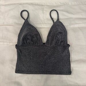 Urban Outfitters Silver Sparkle Tank Top